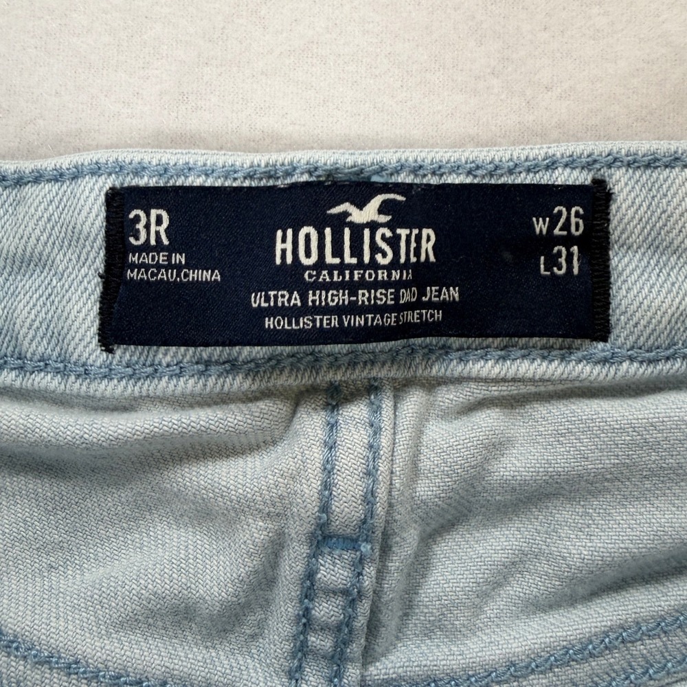 Hollister Ultra High-Rise Dad Jean Light Wash Cargo Denim W26 L31 Size 3R - Picture 2 of 7